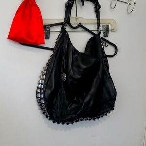 COPY - Vince Caputo Black Leather Stud Shoulder Bag